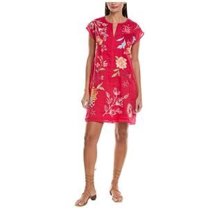 Johnny Was Playa Embroidered Sleeveless Mini Dress Hot Pink L